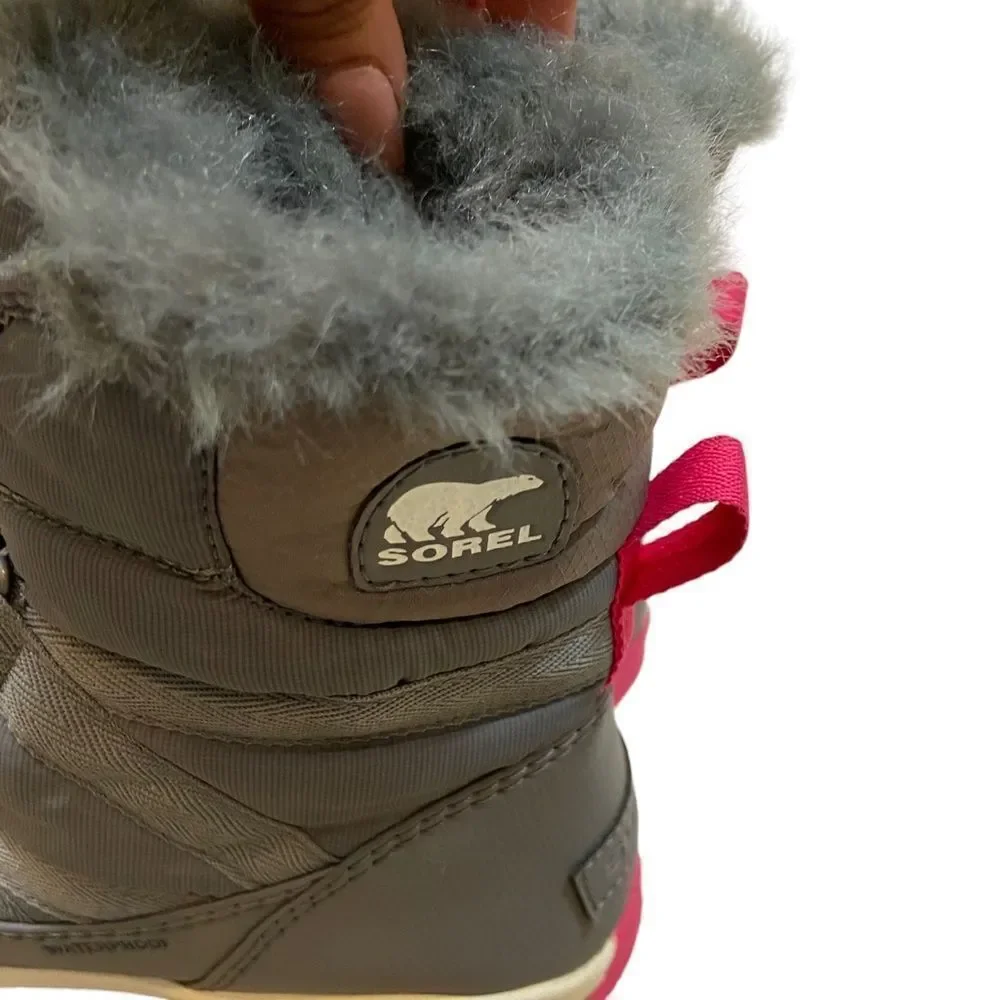 Sorel Ladies Whitney‎ Short Lace Waterproof Boots Grey and Pink Size 6